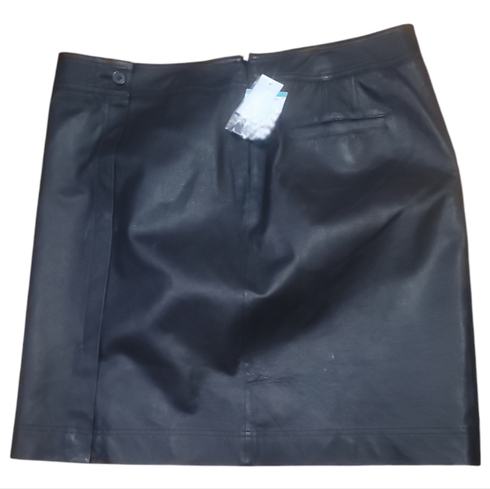 Anne Klein black leather skirt sz 16 Macy's - Picture 8 of 8